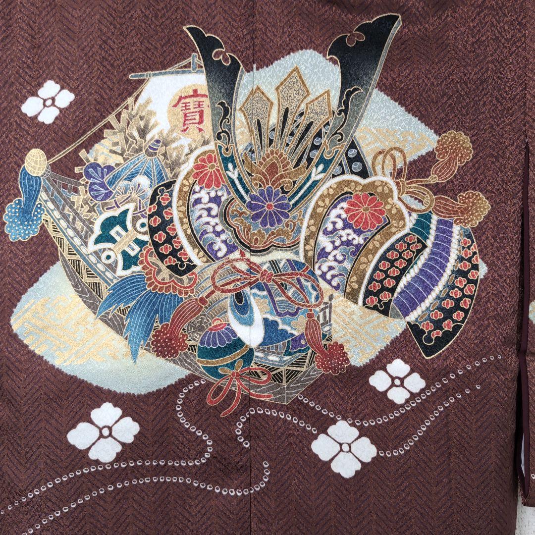 男の子 着物、羽織、長襦袢3個セット 茶色 美品