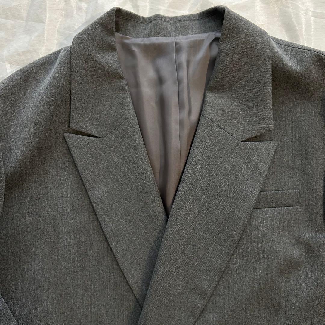 美品【アダムエロペ】ダブルブレスト テーラード オーバー ジャケット グレー38