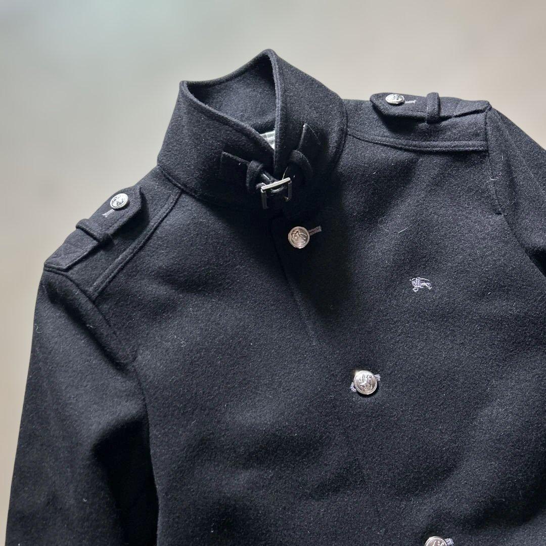 美品バーバリーブラックレーベル裏地ノバチェックメルトンPコートジャケットMサイズ