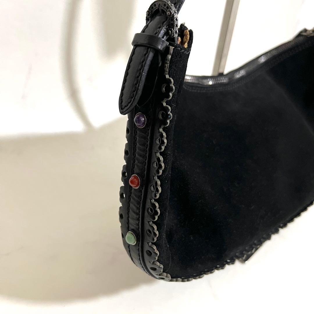 VALENTINO GARAVANI ショルダーバッグ 花柄刺繍 ブラック 袋付