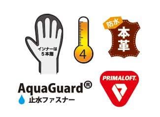 グローブ　スノーボード　スキー　新品　レザー　インナー付き　ジッパー　本革　S