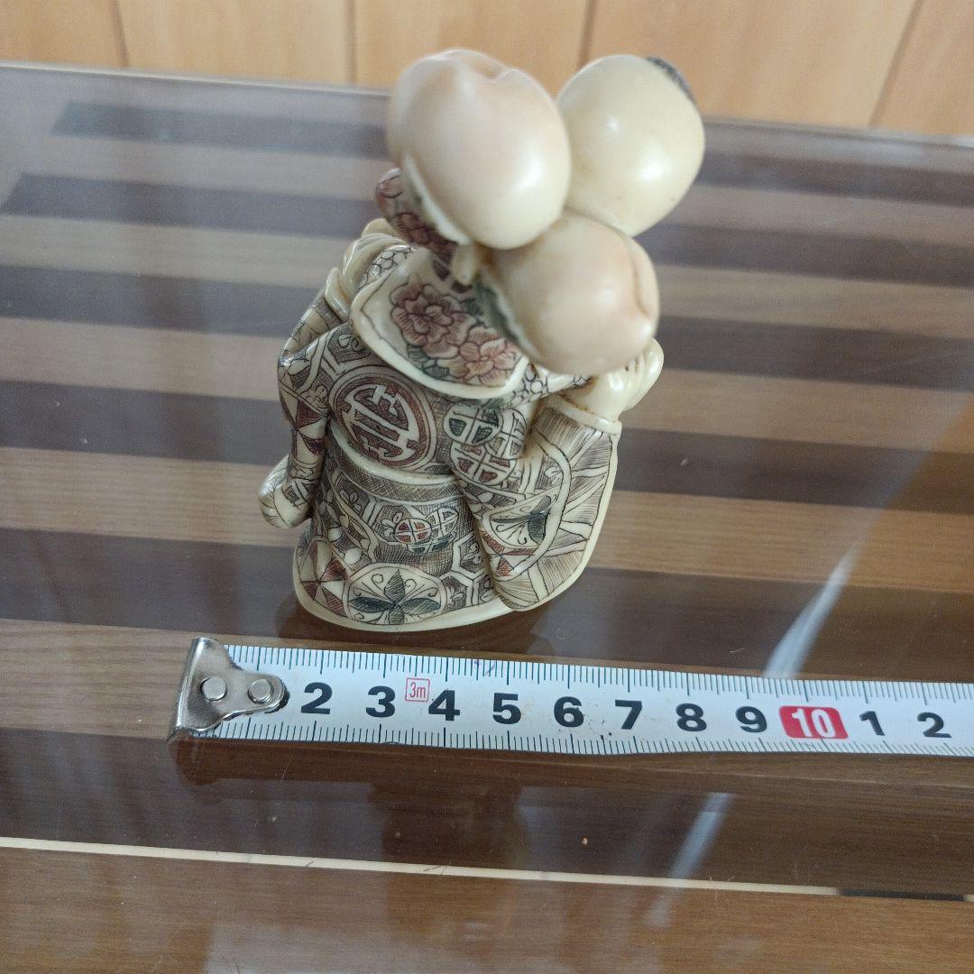 天然素材?樹脂製?人物根付け置物古美術品細密細工 約10cm