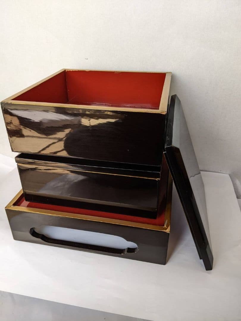 高級重箱　二段箱　台付き　骨董品