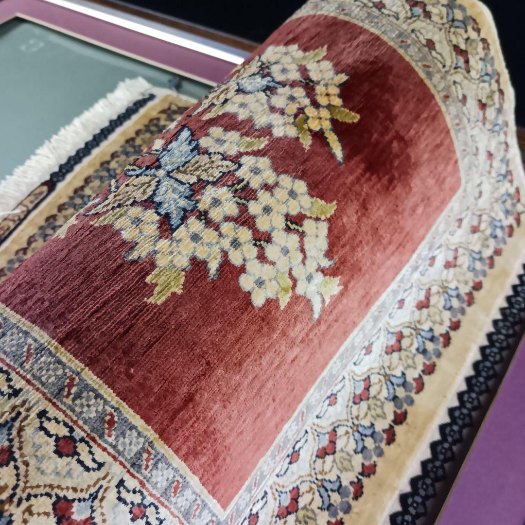 Y2732 トルコ ヘレケ絨毯 シルク100% 手織り100万ノット 額装