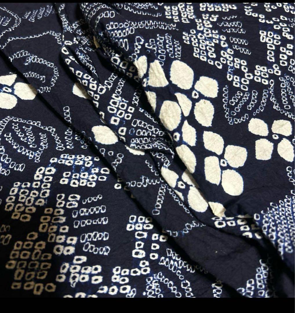 有松鳴海絞りフルセット4点　美品最高級浴衣+夏帯+夏帯締め+夏帯揚げ　ゆったり