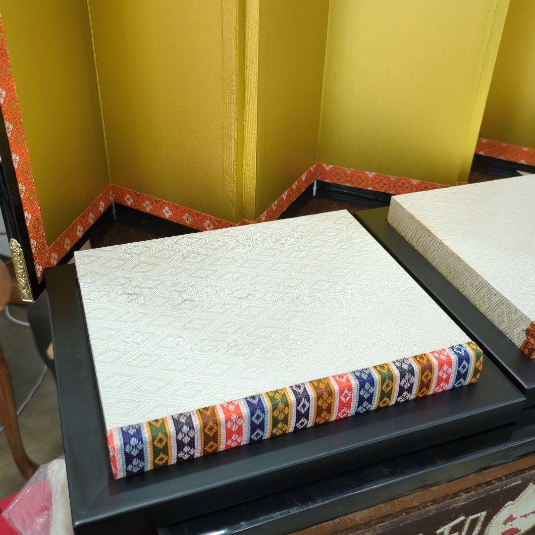 レトロ　木目込み　雛人形 金屏風付き ひな祭り　台付き　お雛様