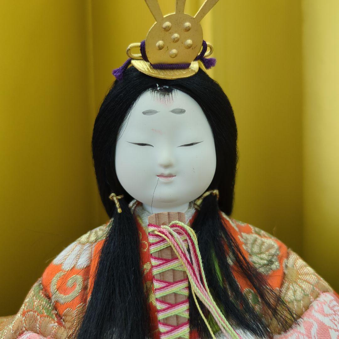 レトロ　木目込み　雛人形 金屏風付き ひな祭り　台付き　お雛様