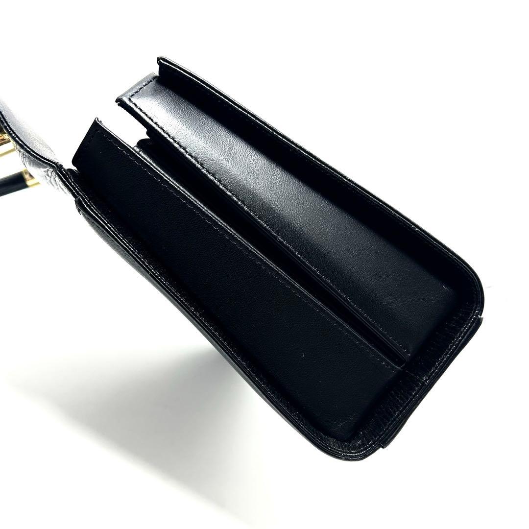 美品 ハナエモリ 2way フォーマルバッグ 黒 リボン レザー ハンドバッグ