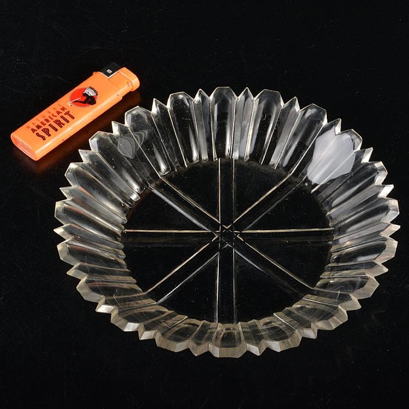 工芸ガラス　ギアマン切子クリスタルガラス　皿　時代箱付　V　R7069