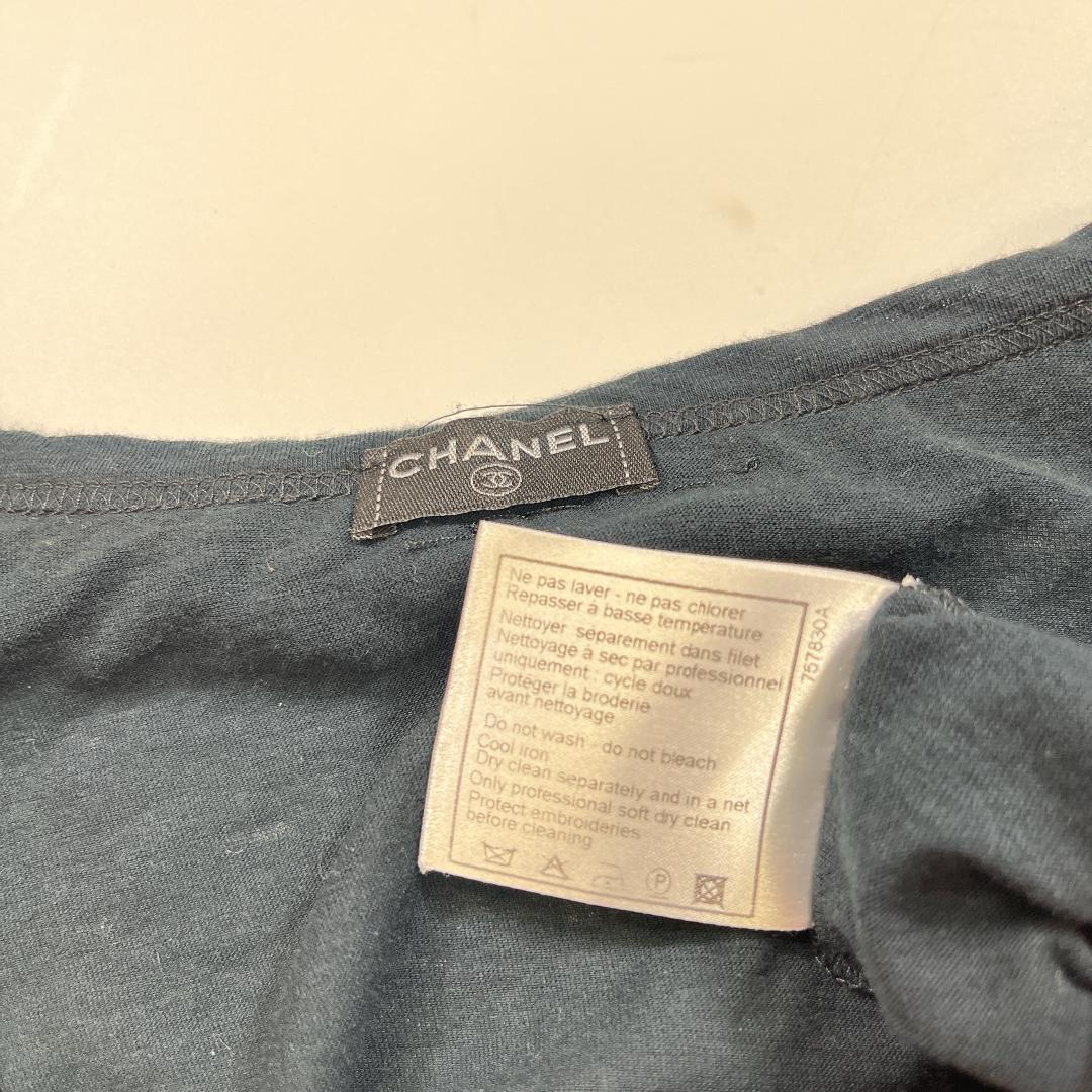 CHANEL 半袖 カットソー チェーン装飾 Ｔシャツ 黒 シャネル