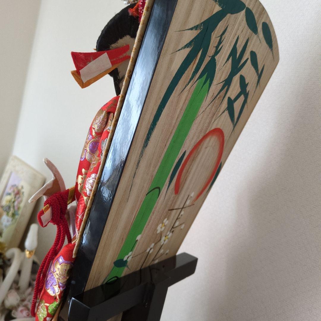 伝統的羽子板 　金襴　タイトル【汐汲】スタンド付