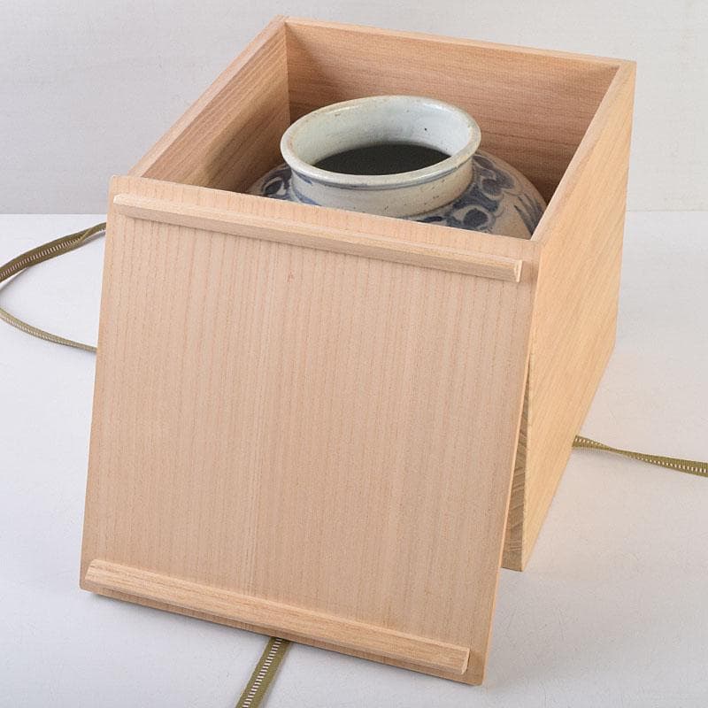 朝鮮美術　李朝　高麗白磁　染付　花文　壷　時代箱付　F　R9160B