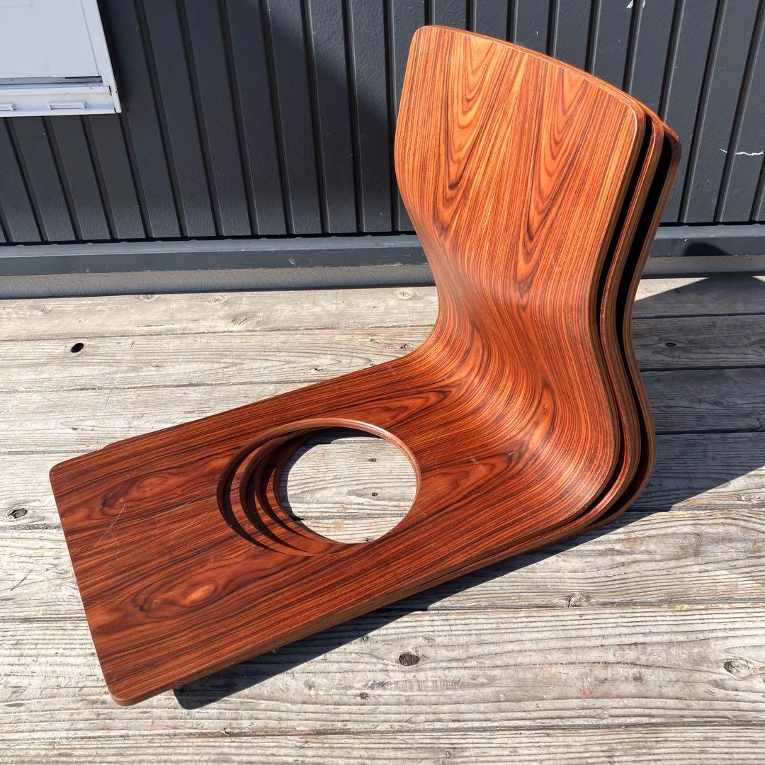 昭和レトロ 天童木工 Tendo 曲げ木 木製座椅子 4脚セット プライウッド