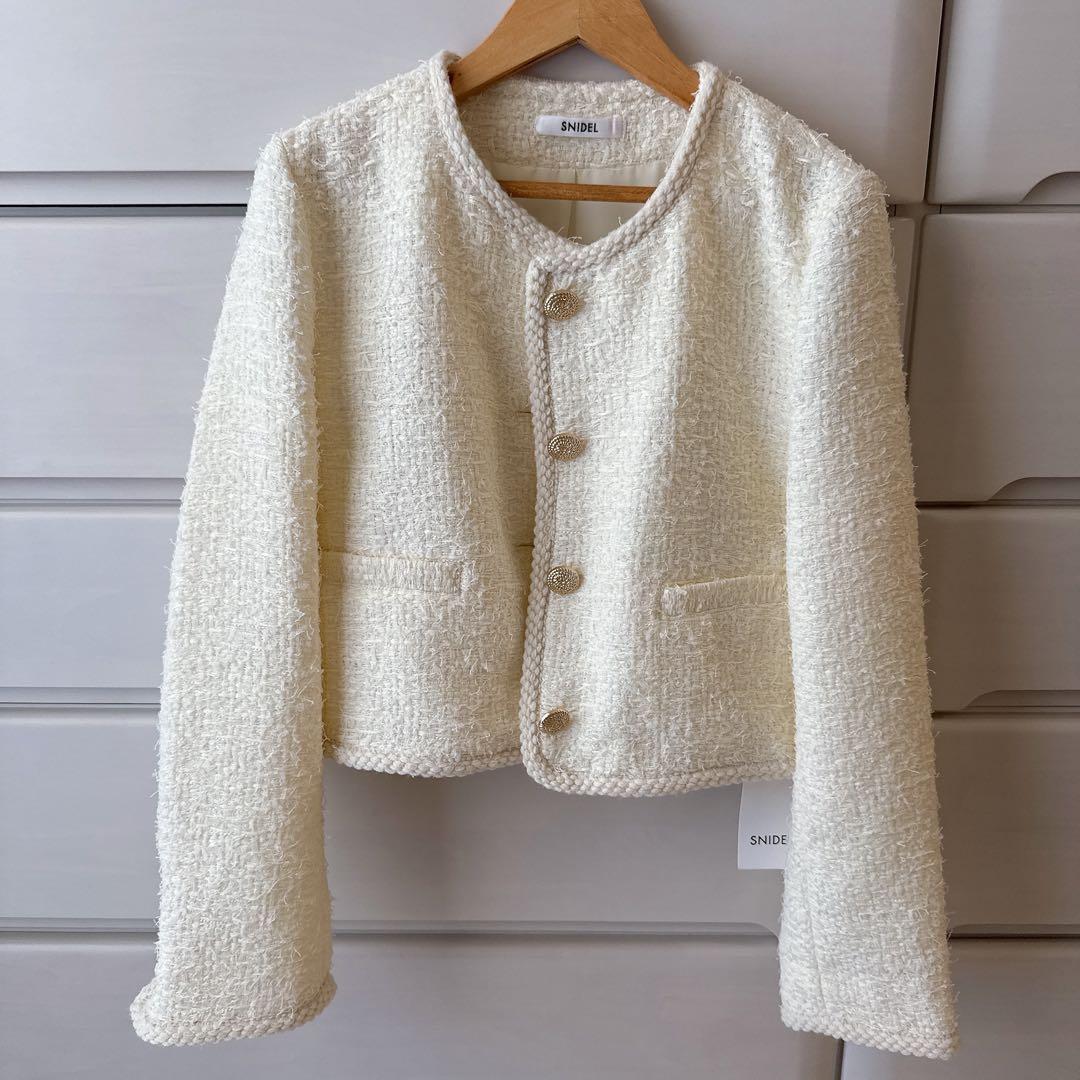【新品タグ付き】スナイデル ミックスツイードジャケット ホワイト