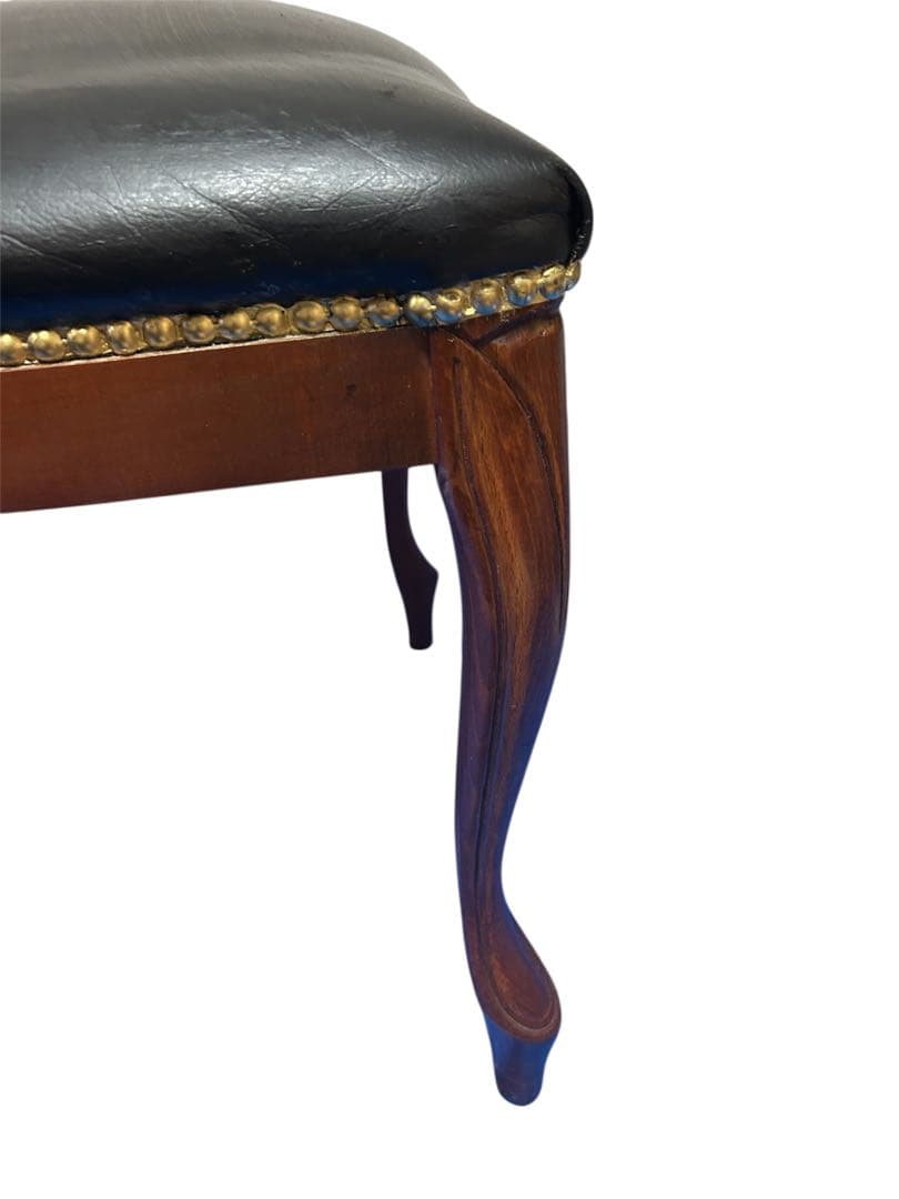 良品　イタリア ダイニングチェア 革張り 猫脚 ブラック②