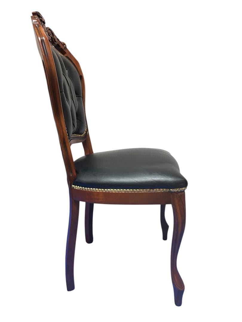 良品　イタリア ダイニングチェア 革張り 猫脚 ブラック②