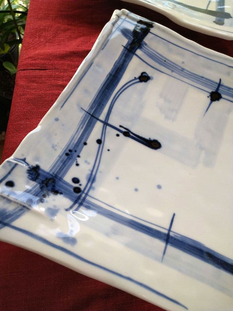 ⬛ブロが選ぶ【高級皿・人気の美濃焼・ 庄右ェ門作】デザイン【扇型超特大皿】２皿