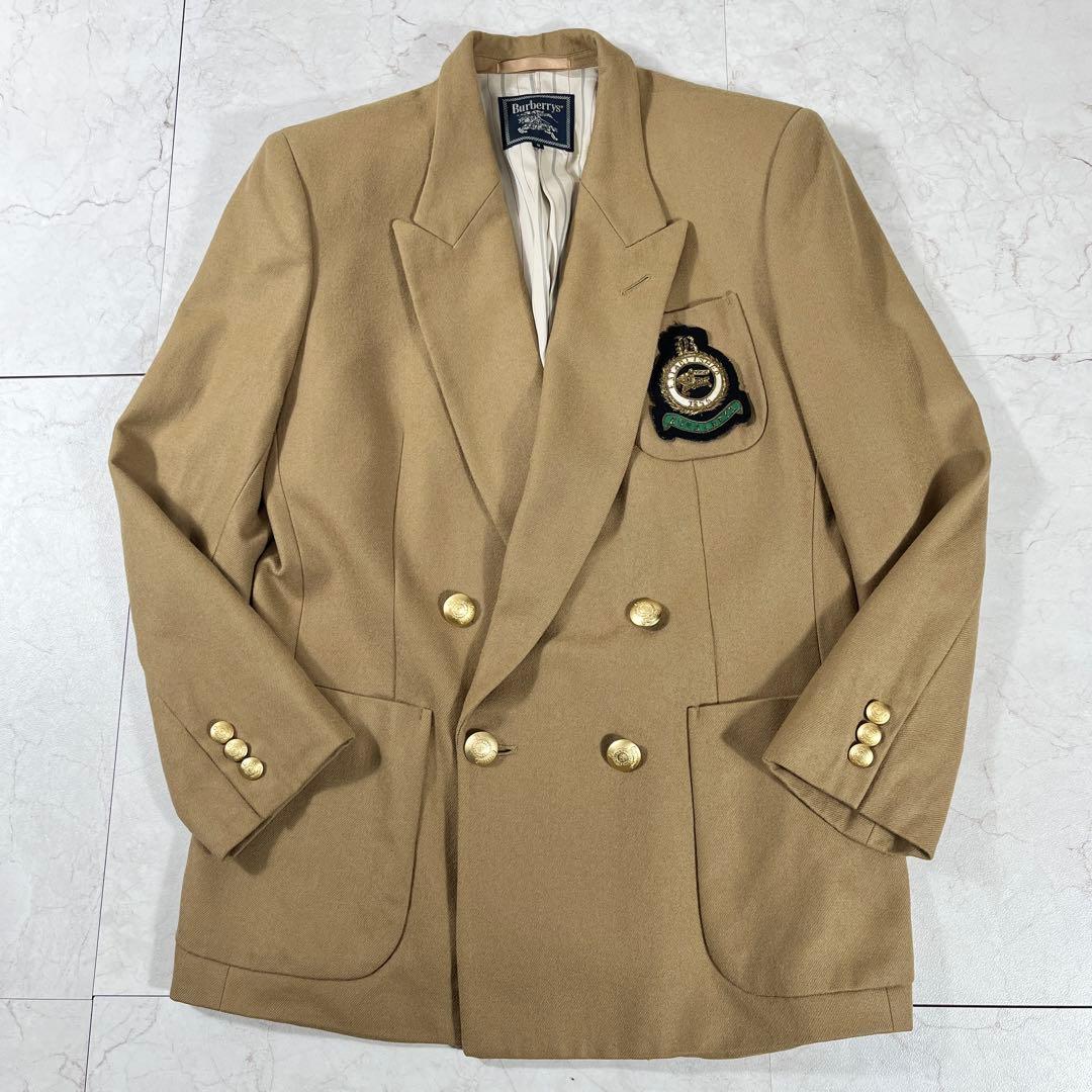 ✨美品バーバリーズ ダブルテーラードジャケット 金ボタン 希少キャメル ワッペン