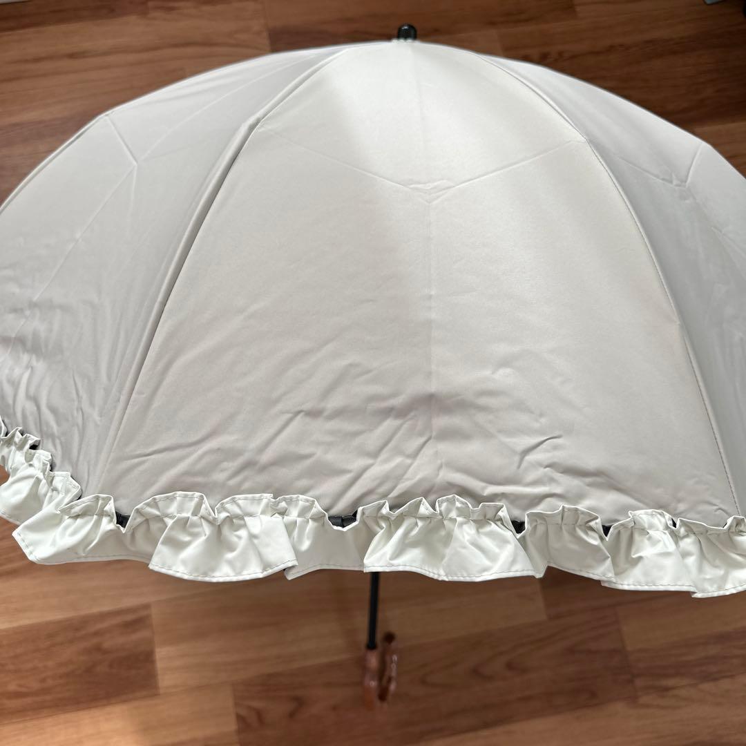 【新品】芦屋ロサブラン　折りたたみ2段フリル　ライトグレージュアイボリー　竹手元