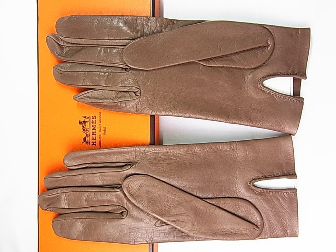 A-closet様用　正規エルメスHロゴレザーグローブ手袋7ハーフ　自宅保管品