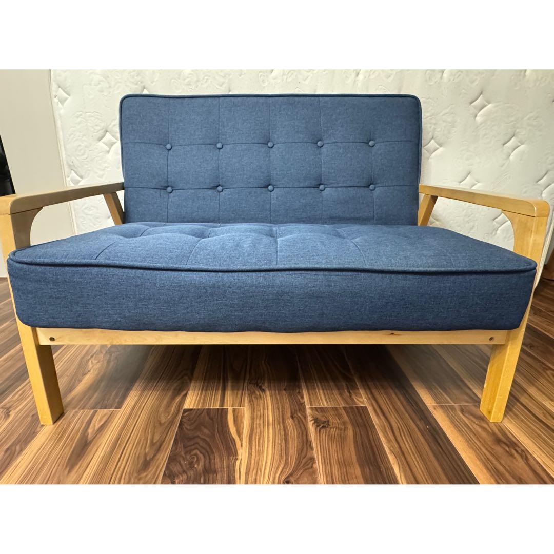 2人掛け　ソファ　青　ネイビー　ルッキ2kd