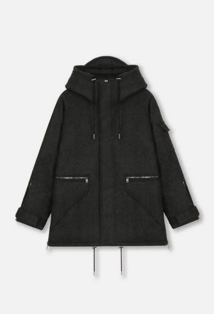 エ*ヲ様 MLVINCE ダークグレー フード付きウールコート