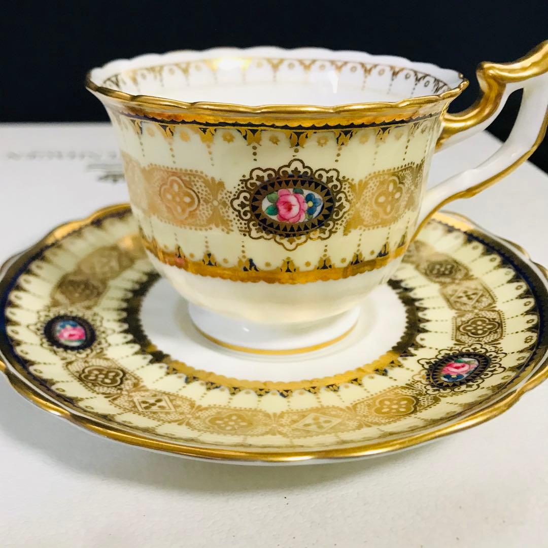 cauldon コウルドン　フラワー窓絵　金彩　トリオ