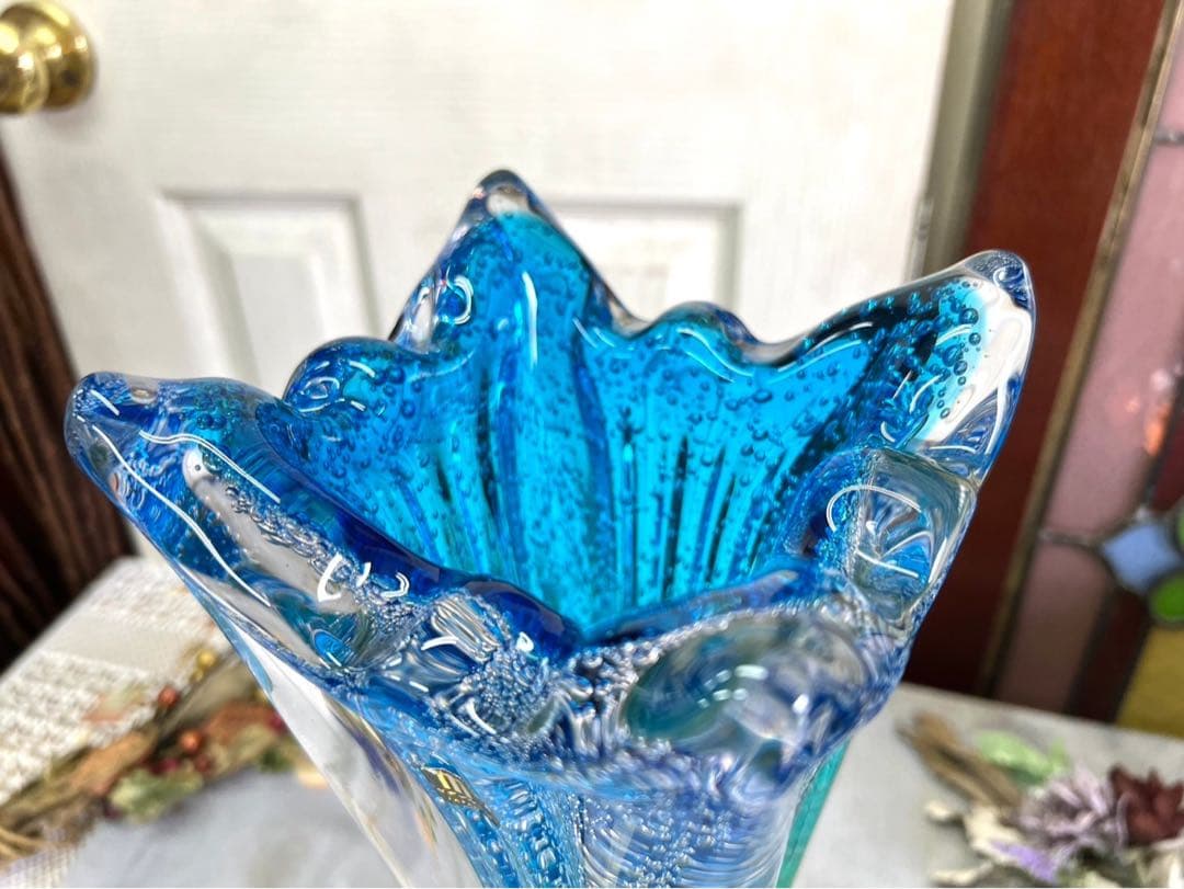 bob＊マルティガラス 花瓶 45cm 重圧 気泡 インテリア 置物