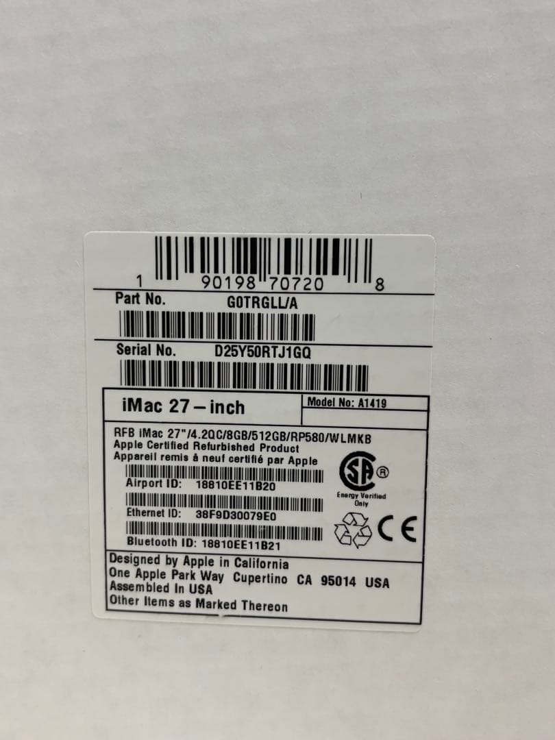 iMac 27インチ Intel Core i7 4.2GHz (A1419)