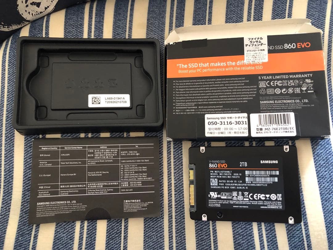 ②Samsung SSD 860 EVO 2TB美品(健康状態正常98%)