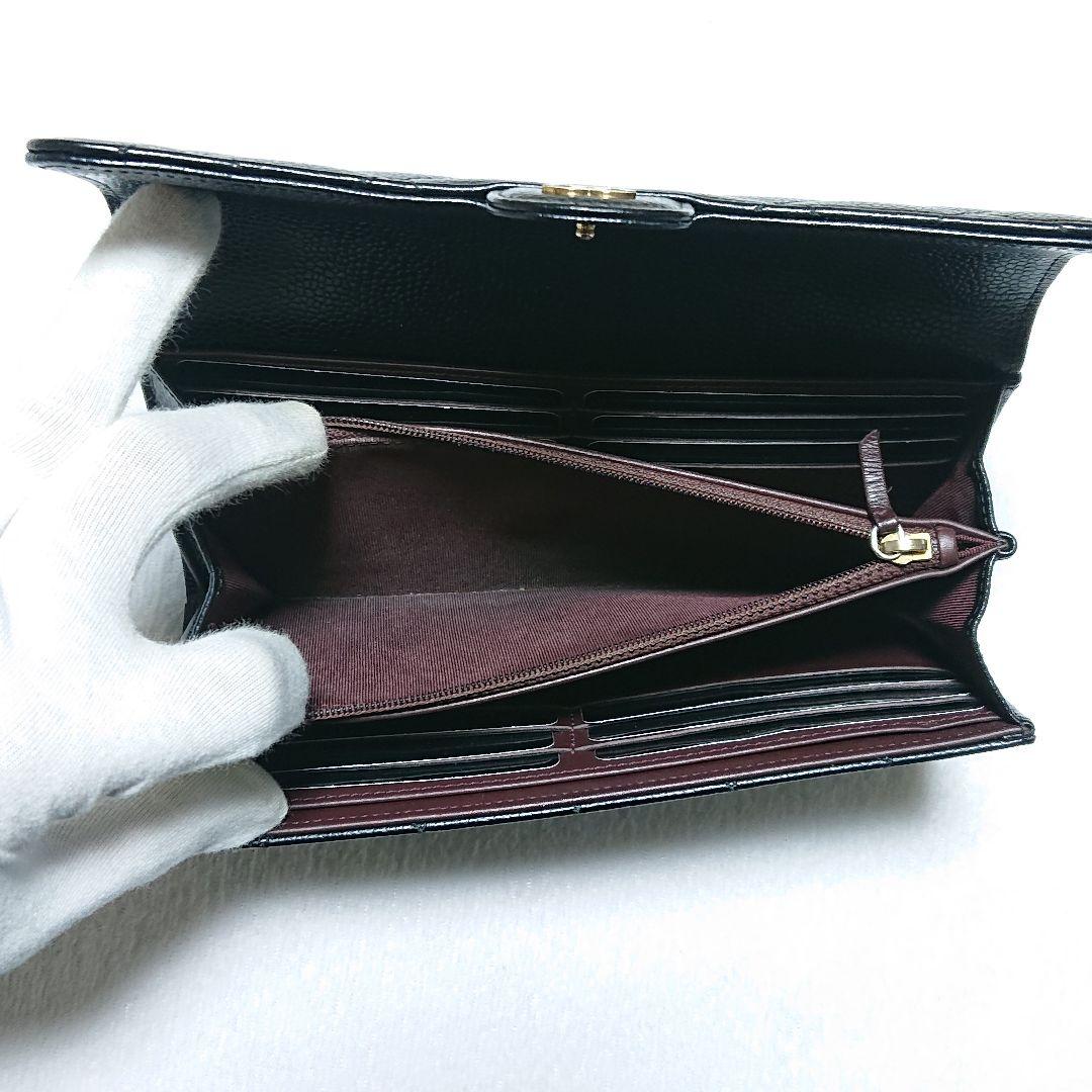 【美品】CHANEL キャビアスキン マトラッセ タイムレスクラシック 長財布