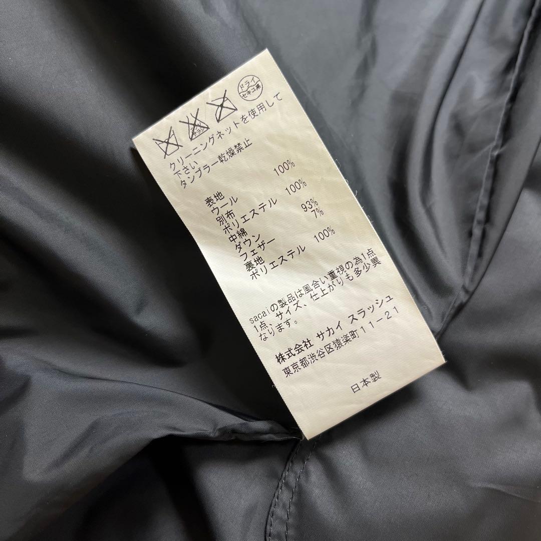 極美品 sacai ダッフルコート ダウン グレー 2way