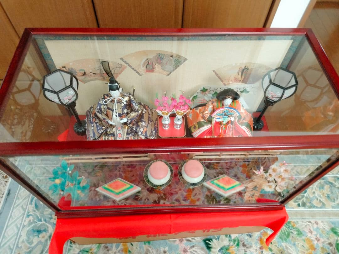 雛人形　久月　ガラスケース入　元箱有　煙草ペット無