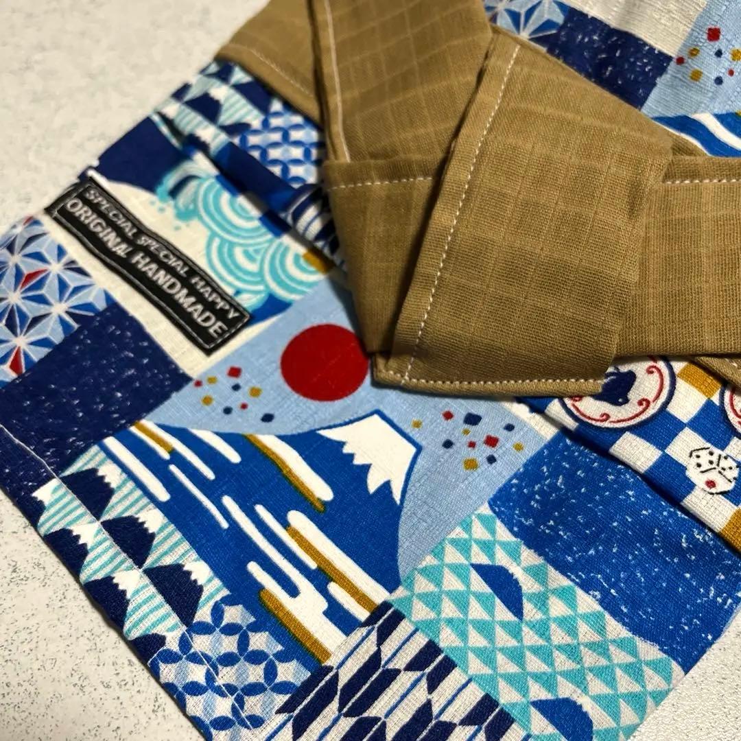 ハンドメイド★犬浴衣☆富士和柄パッチ☆ベージュ帯