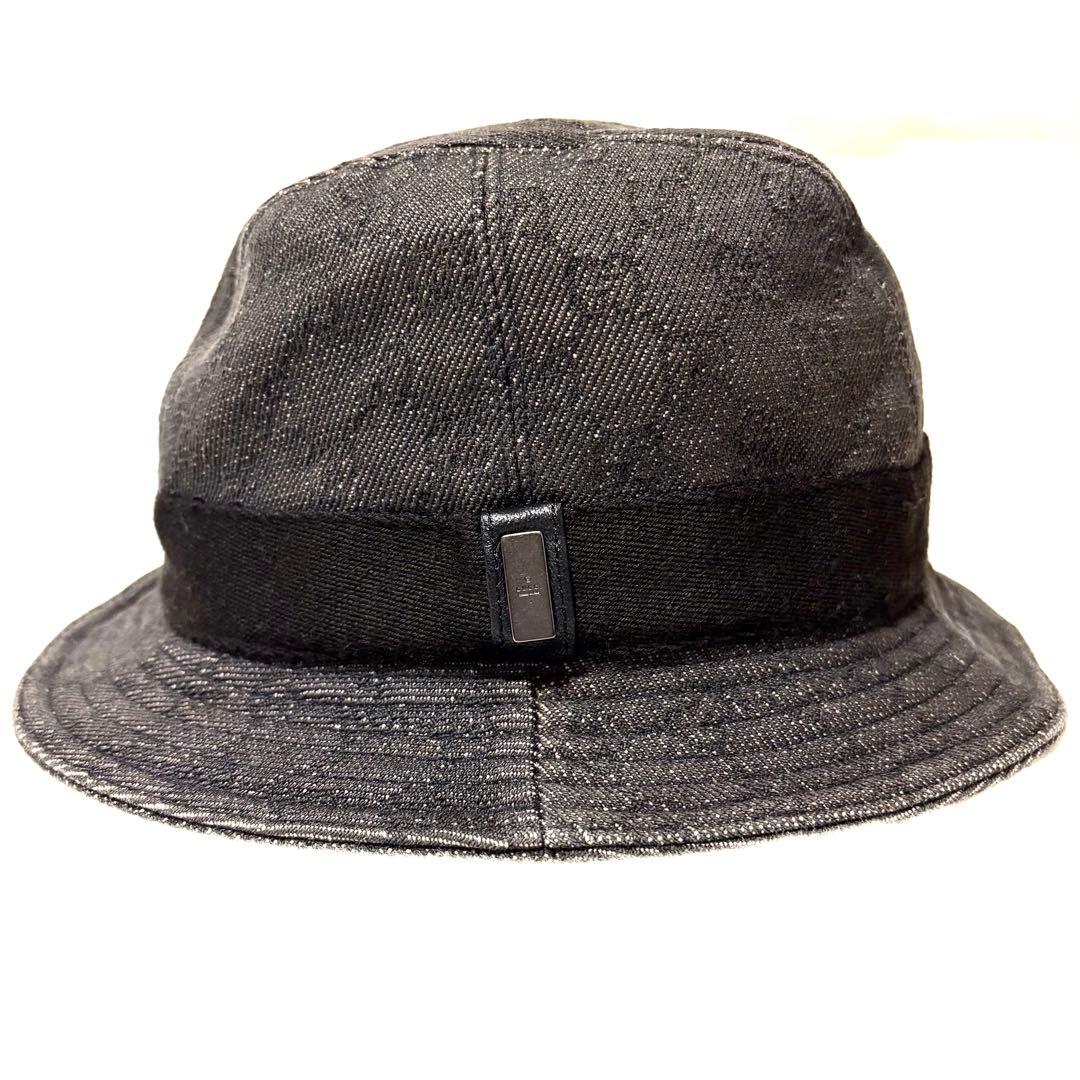 【美品】GUCCI バケットハット　Mサイズ　GG柄　帽子　ロゴプレート　レア