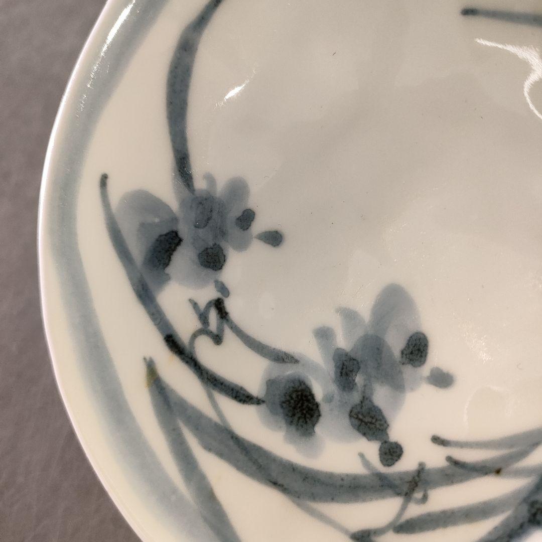 A1238-5/有田焼/青木龍山 作/染付花草文小鉢5客/共箱/向付/懐石道具/