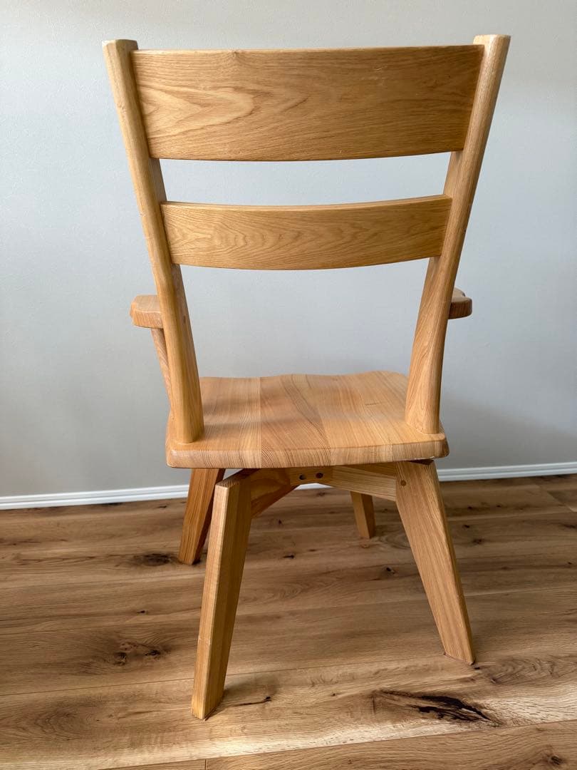 ダイニングアームチェア 回転式 2脚セット タモ天然木