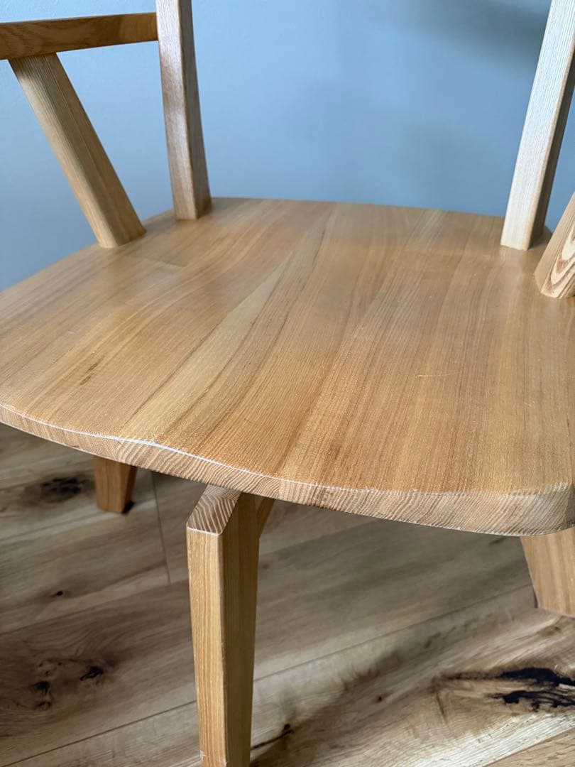 ダイニングアームチェア 回転式 2脚セット タモ天然木