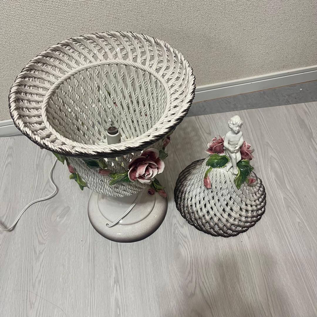 【希少】　アールヌーヴォー アンティークランプ　陶器 エンジェル 天使