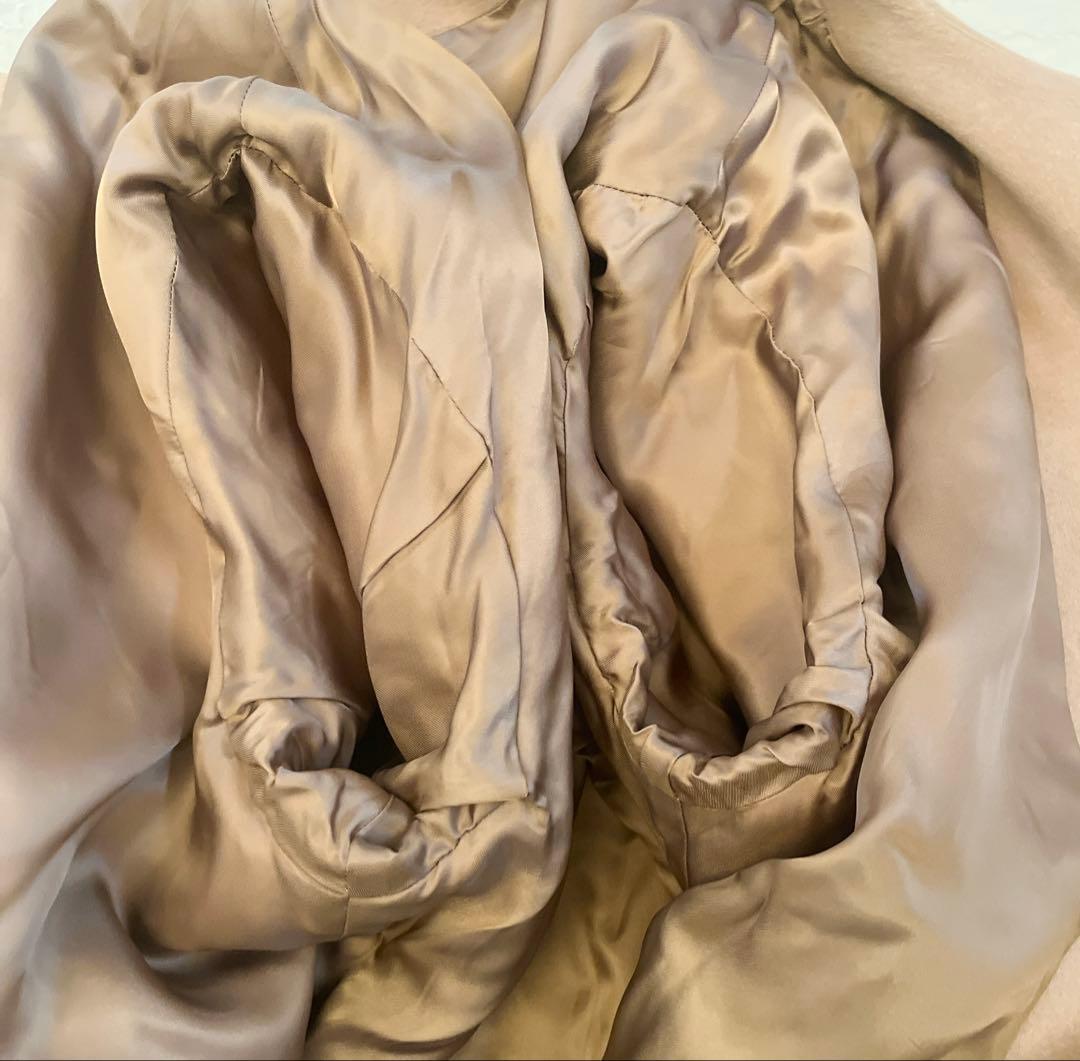 美品✨アンタイトル ミドル丈 ノーカラー コクーンコート 大きいサイズ カシミヤ