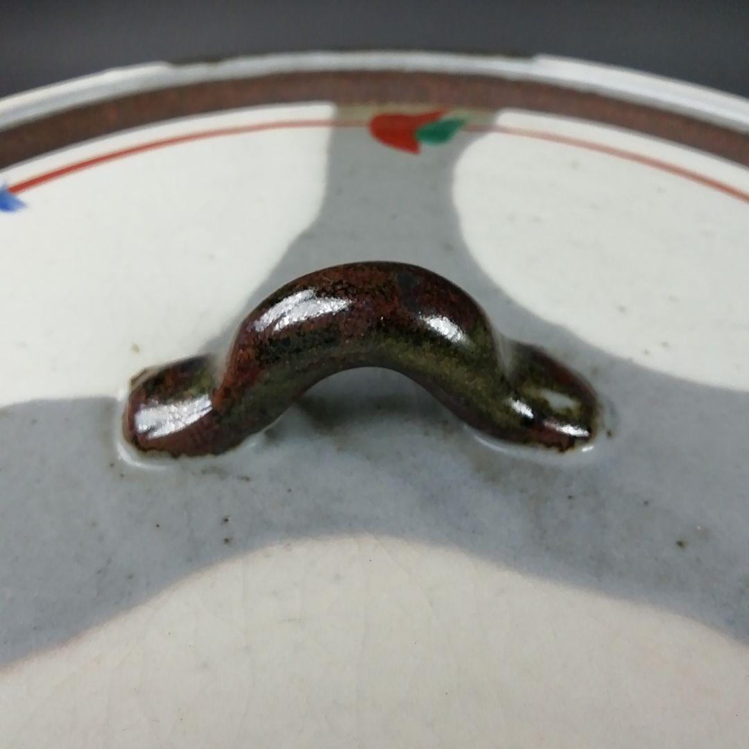 Ｗ１５２　水指　『赤絵　草花文』『文月和香 作』　共箱　茶道具