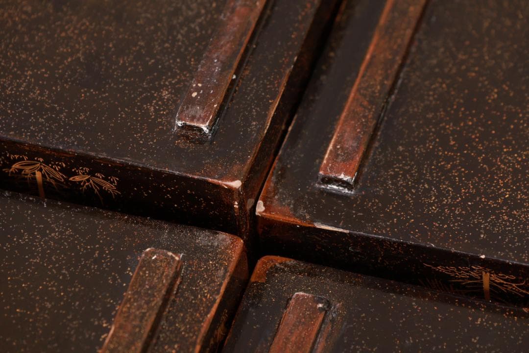 Saku BJ070 時代輪島塗　明治期　流水金蒔絵　本硬地　五段重　重箱