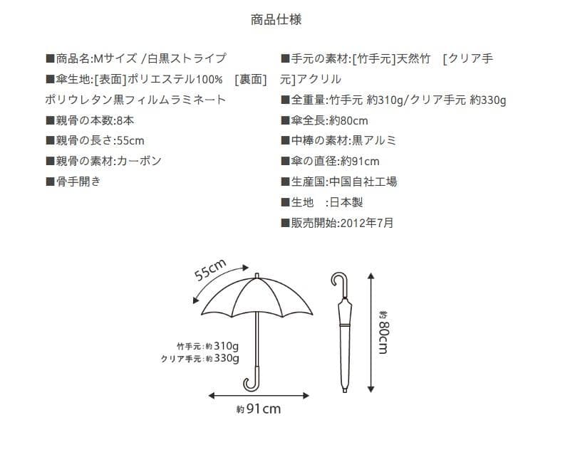 サンバリア100 日傘 正規品 白黒ストライプ クリア手元 完全遮光