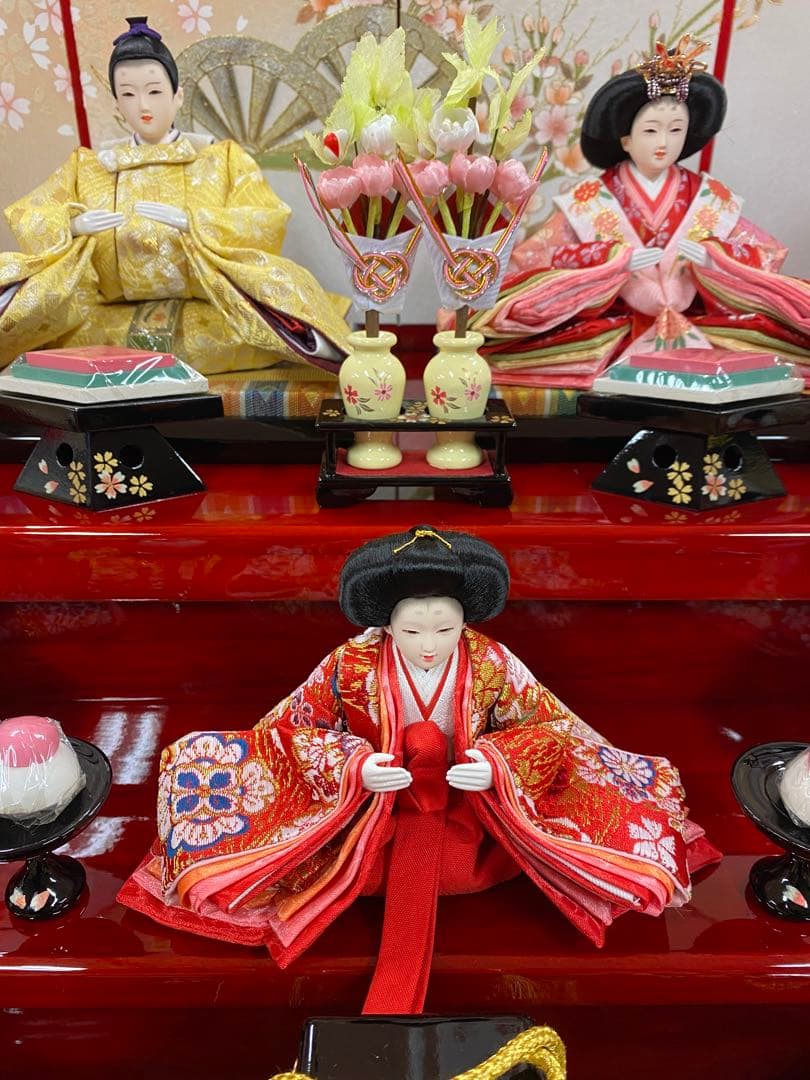 東京久月　親王五人飾り収納用三段セット・間口約６０×奥行約４６×高さ約６１㎝