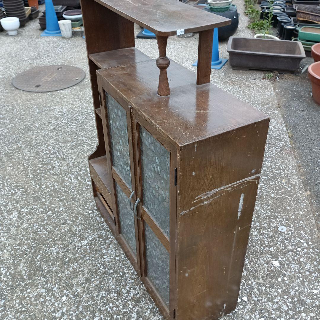 3078）昭和レトロ　昭和型ガラス入り　飾り棚 アンティーク