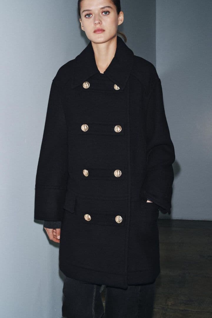 【新品タグ付き】ZARA ウールブレンドダブルブレスト仕様コート XS