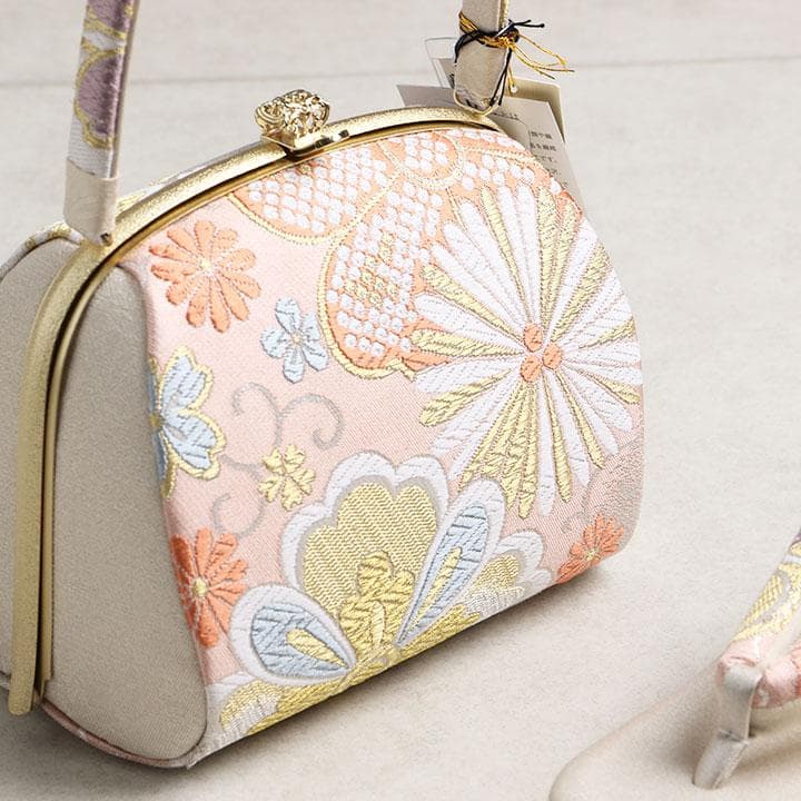 【新品】沙織謹製 草履バッグセット フリーサイズ 古典柄 帯地 　02862