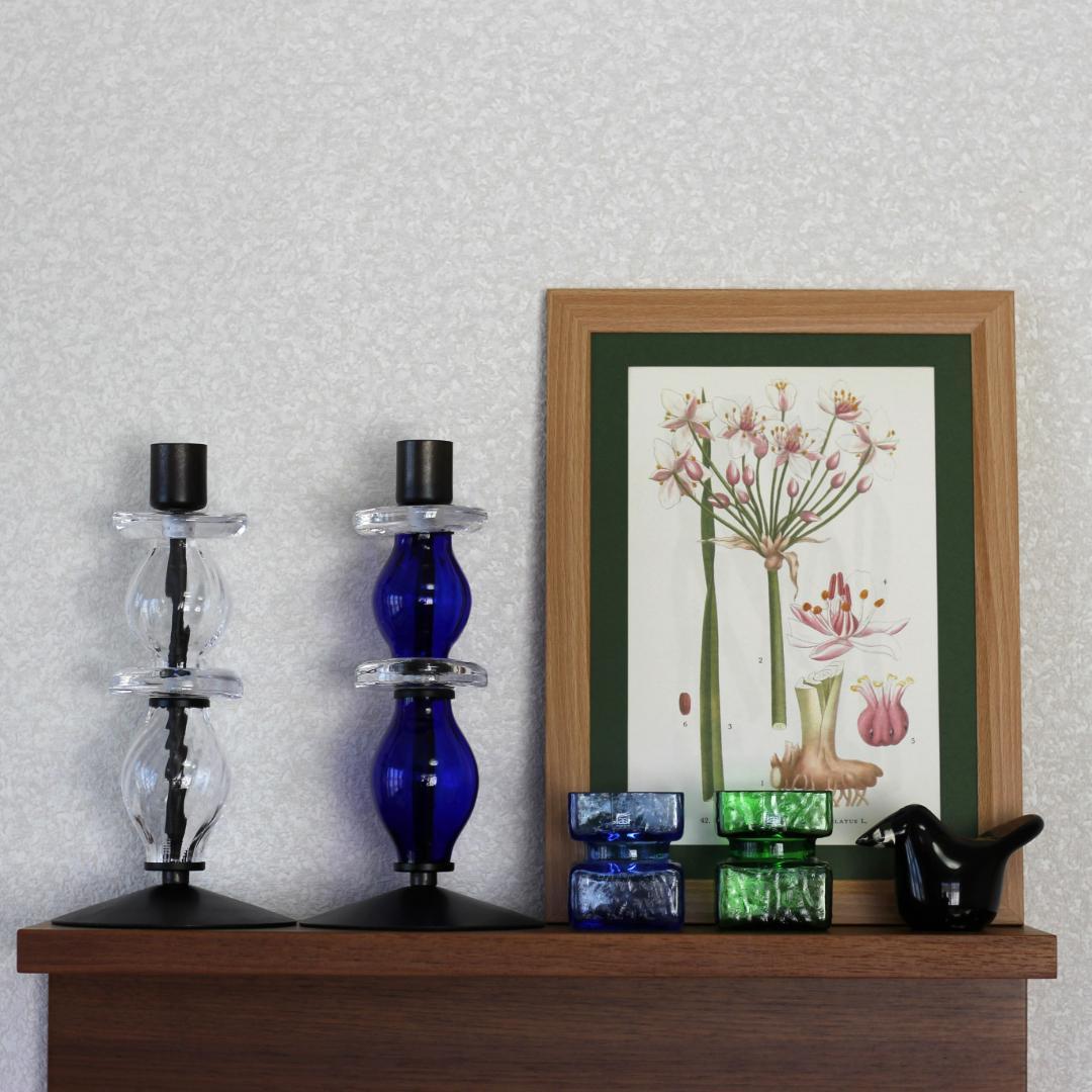 【美品・刻印】エリックホグラン　キャンドルスタンド オニオン型2段　ブルー 02