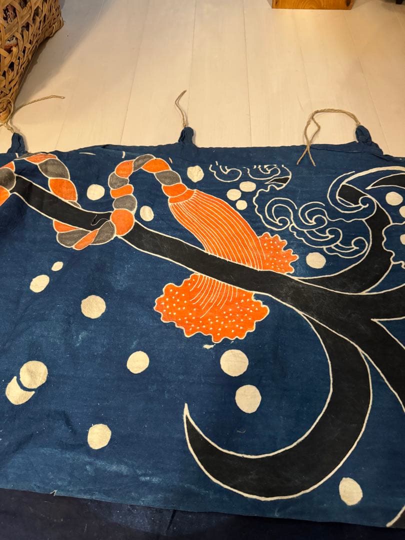 ②骨董レア品　日本古布　藍染木綿　東北馬飾り　観賞用、リメイク材料