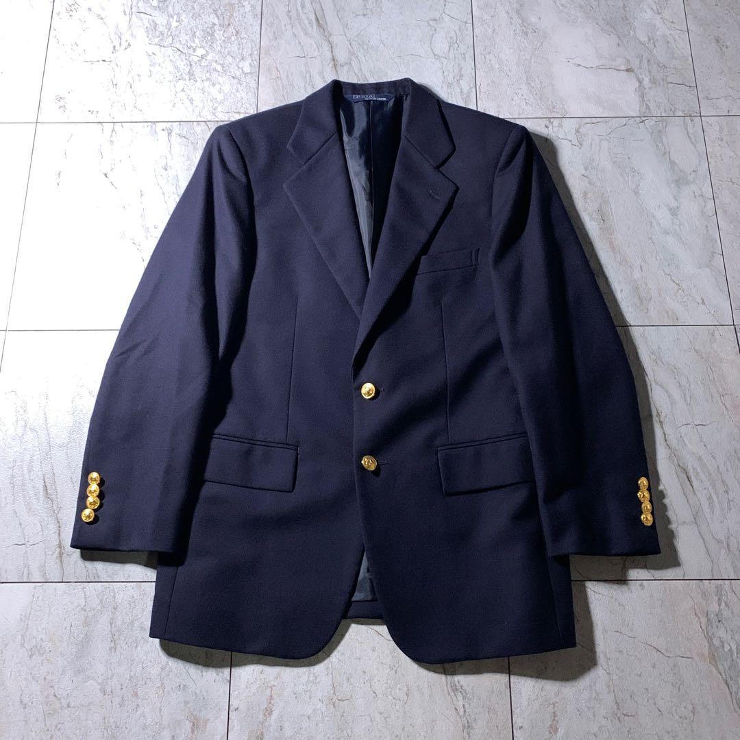 美品 ポロラルフローレン 紺ブレ シングル ブレザー 金ボタン 160